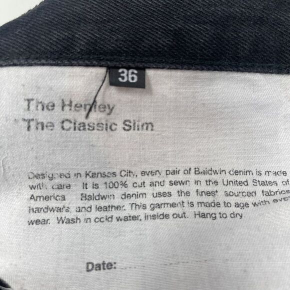 Baldwin The Henley Black Classic Slim Denim Jeans Size 36 - Picture 10 of 12